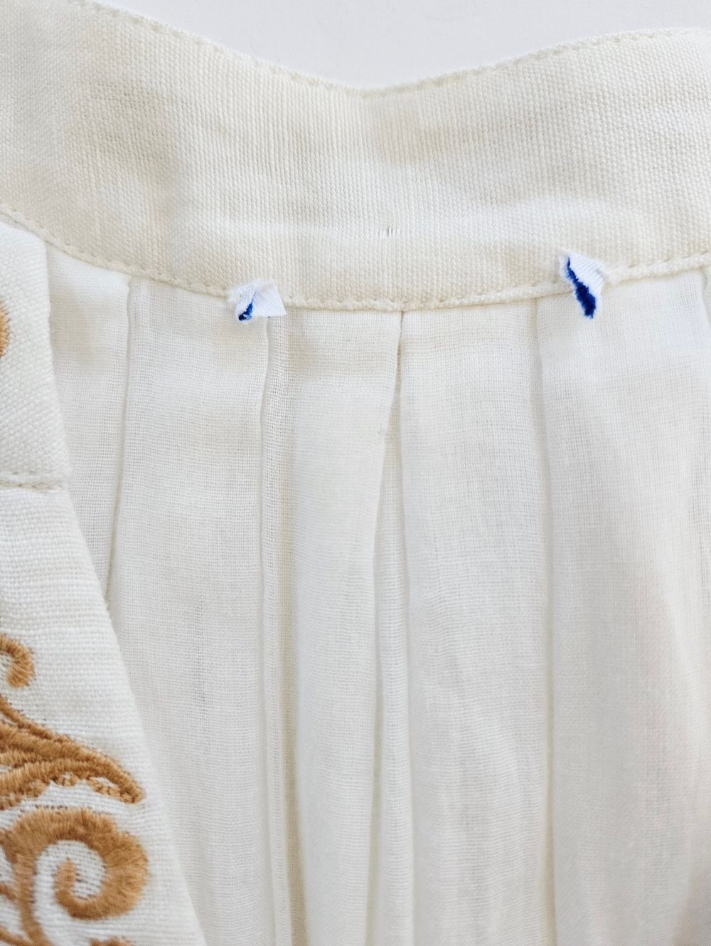 Cartolina Lizette Linen Blend Embroidered Belted Puff Sleeve Ivory Midi Dress M - Picture 11 of 16